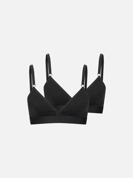 erlich textil erlich textil Casual Cotton Triangel Bralette im 2er Pack aus Bio-Baumwolle, made in Europe, Schwarz, – Produktbild 2 von 4