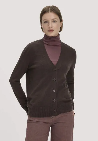 hessnatur hessnatur Strickjacke Relaxed aus Bio-Schurwolle mit Cashmere, Kakao braun, – Produktbild 1 von 4