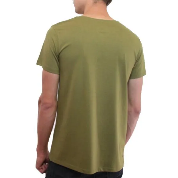 Spangeltangel Spangeltangel T-Shirt "Vogelschwarm", bedrucktes Herrenshirt, Siebdruck, Bio-Baumwolle, Olivgrün, – Produktbild 3 von 4