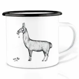 LIGARTI Emailletasse »Lama« von LIGARTI | 300 oder 500 ml | handveredelt in Deutschland | Cup, Kaffeetasse, Emaillebecher, Camping Becher – Produktbild 1 von 1