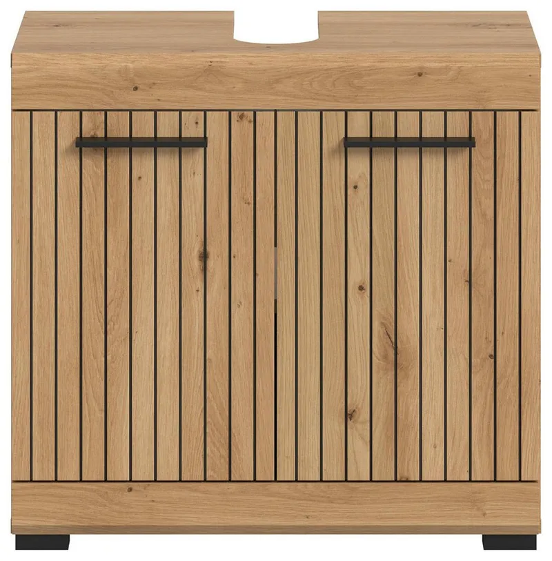 xonox.home Waschbeckenunterschrank in Artisan Eiche Nachbildung B/H/T: 60x56x34 cm, Braun, – Produktbild 2 von 5