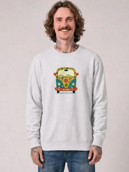 watapparel watapparel Sweatshirt Unisex Hippies Bus, Cool heather grey, – Produktbild 2 von 2
