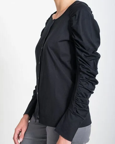 Alma & Lovis Alma & Lovis Shirtbluse aus Bio-Baumwolle | Ruffle Blouse, Schwarz, – Produktbild 3 von 4