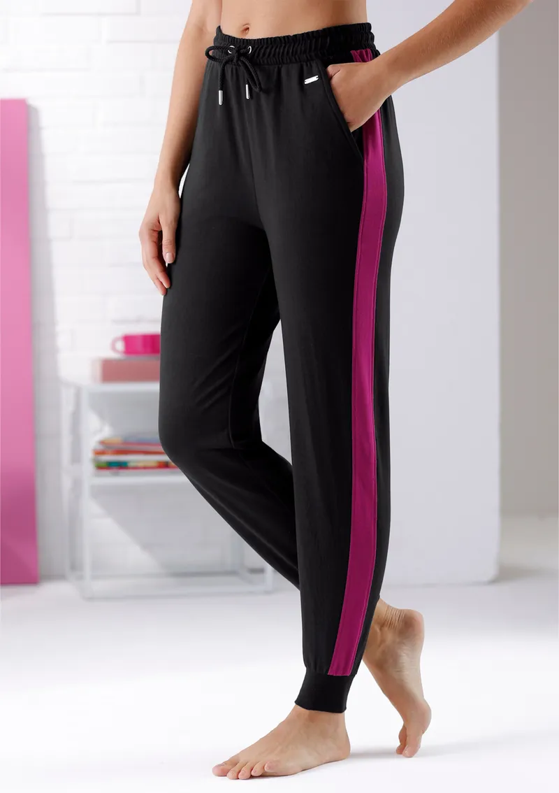 feel good Dehnbund-Hose, Schwarz-malve, – Produktbild 2 von 2