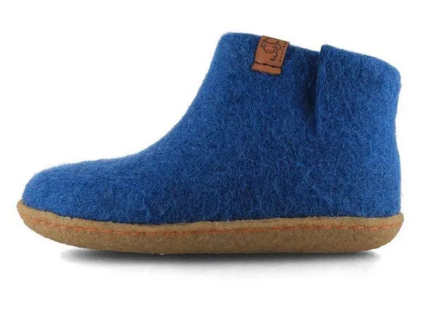 WoolFit WoolFit Kinder-Hausschuhe Hüttenschuhe aus 100% Wolle, Blau, – Produktbild 3 von 3