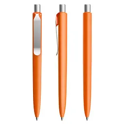 prodir prodir® Druckkugelschreiber DS8 Soft Touch PSR Push, blaue Mine, orange/silber satiniert – Produktbild 1 von 1