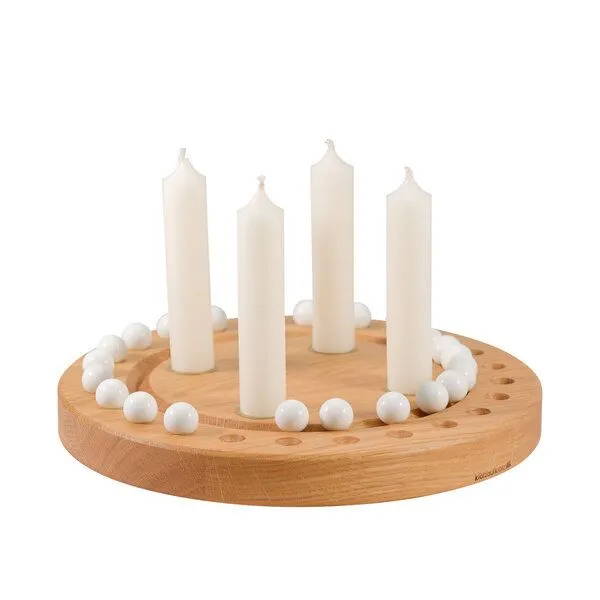 klotzaufklotz klotzaufklotz Adventskalender und Adventskranz für Stabkerzen, Weiß, – Produktbild 1 von 5