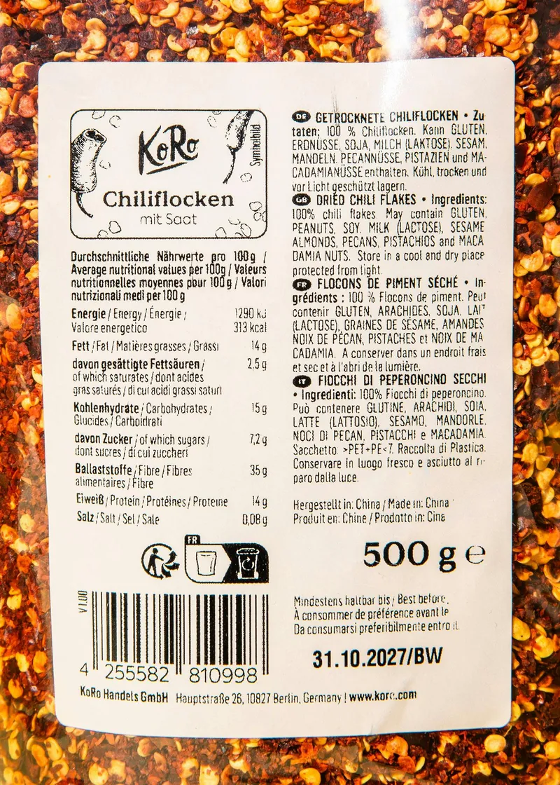 KoRo Chiliflocken 500 g – Produktbild 3 von 5