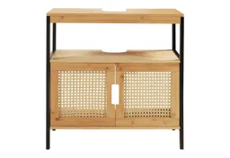en.casa Waschbeckenunterschrank »Tervola« 60x60x35 cm Schwarz/Bambus – Produktbild 1 von 1