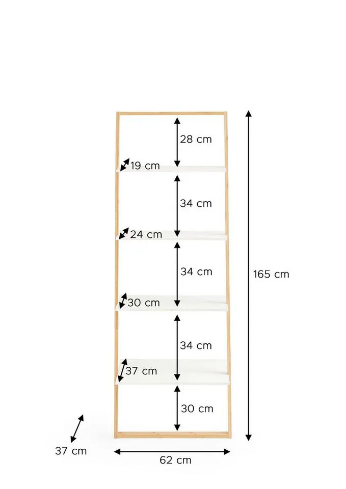 freiraum Badregal Leiter, in Bambus / Weiß, Echtholz/MDF - 61,3x164x36,5cm (BxHxT) – Produktbild 5 von 5