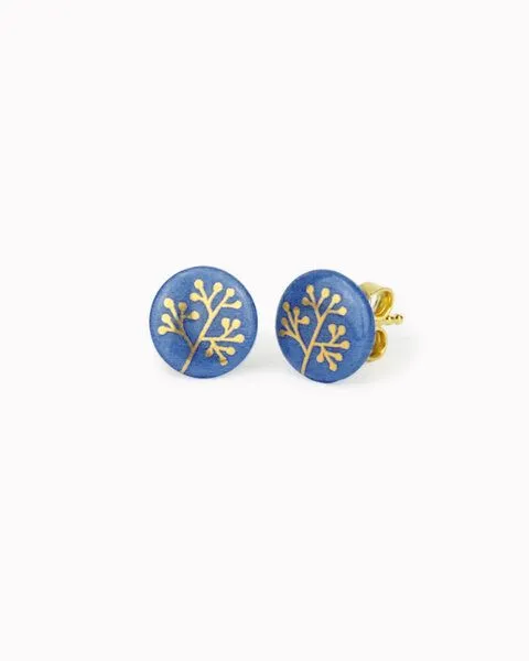 lille mus lille mus Porzellan-Ohrstecker BÄUMCHEN, Blau, – Produktbild 1 von 2