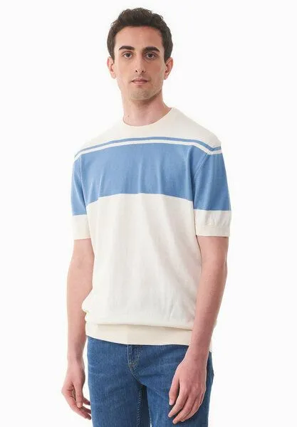 ORGANICATION ORGANICATION Strickshirt aus Bio-Baumwolle, Ecru/coronet blue, – Produktbild 4 von 4