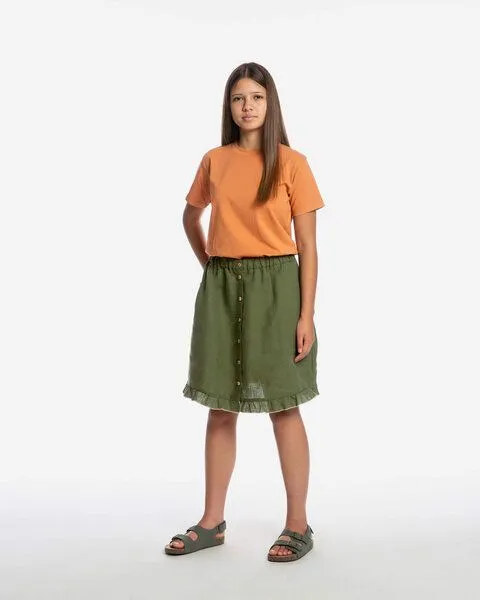 MATONA Matona Rock | Frill Skirt | aus Leinen, Olive, – Produktbild 3 von 4