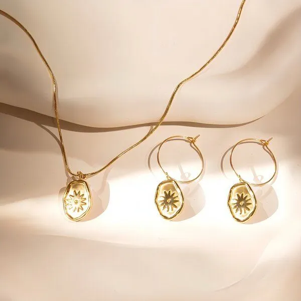 ELEKTROPULLI ELEKTROPULLI Kette 1mm schmal mit BOHO Anhänger, Set mit Ohrringen, Silber, – Produktbild 6 von 7