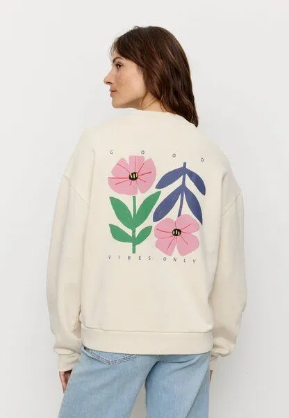 recolution Damen Sweatshirt aus Bio-Baumwolle - NERINE GOOD VIBES - recolution, Arctic white (weiß), – Produktbild 4 von 4