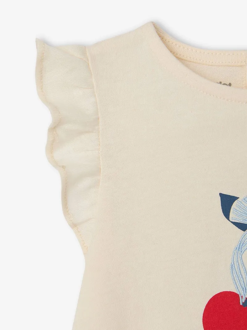 Vertbaudet T-Shirt Mädchen Baby mit Druckknöpfen hinten, Wollweiß, – Produktbild 2 von 4