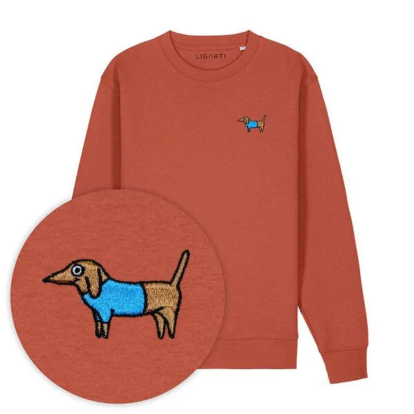 LIGARTI Bestickter Pullover – Steffen der Dackel – LIGARTI Tiermanufaktur, Terracotta, – Produktbild 1 von 3