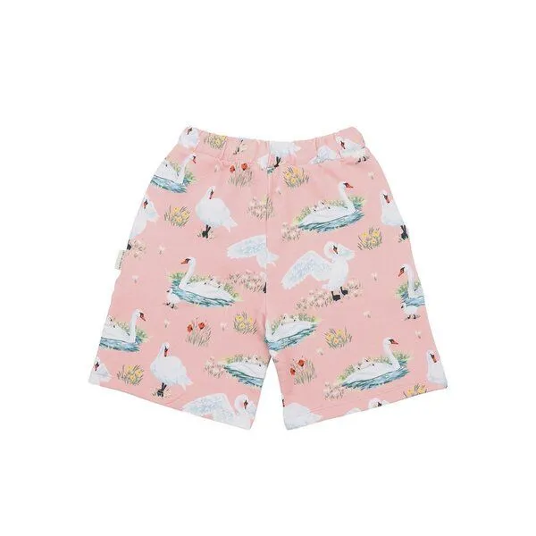 Walkiddy Walkiddy Kinder Shorts – Rosa mit Schwanmotiv, elastischer Bund mit Kordel, leicht & bequem, Sommer-Shorts, kombinierbar, Blau, – Produktbild 3 von 3