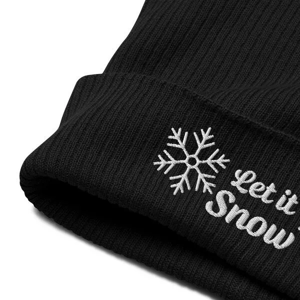 PepMelon Let it snow bestickte Bio-Rippmütze, Schwarz, – Produktbild 4 von 4