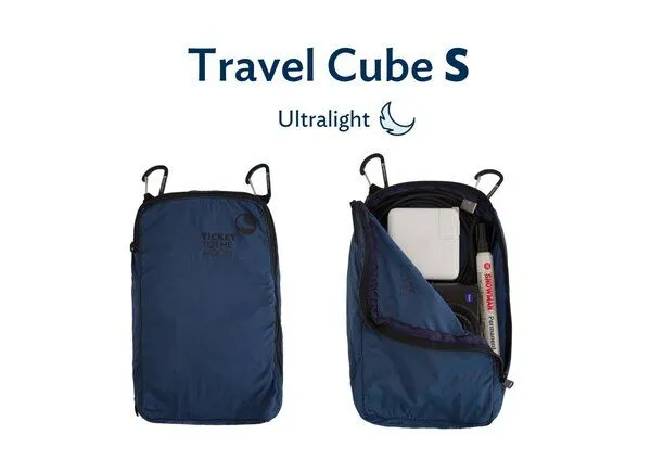 Ticket to the Moon Ticket to the Moon Packwürfel "Travel Cube Small" upcycled, Navy blau (ultraleicht), – Produktbild 1 von 1