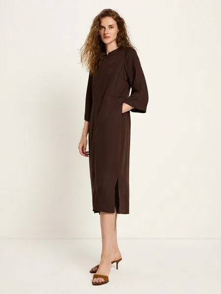 LANIUS LANIUS Midikleid aus TENCEL Lyocell, Dark brown, – Produktbild 3 von 4