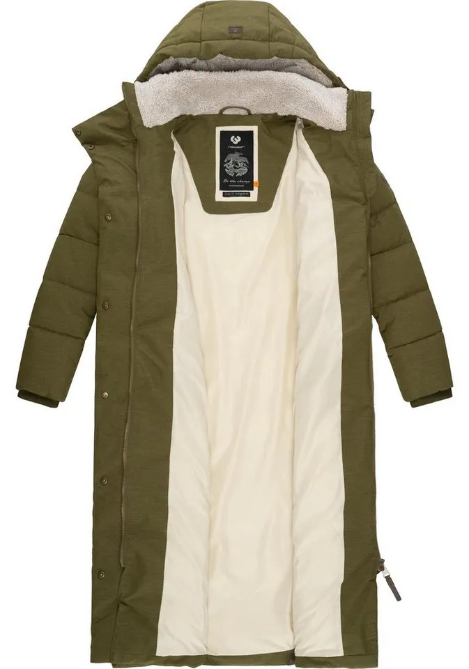 ragwear ragwear Steppmantel Pavla Extralong zeitloser, wasserdichter Damen Wintermantel, Grün, – Produktbild 3 von 3