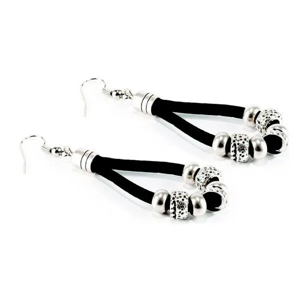 Kork-Deko Kork-Deko Silber-Schwarze Ohrringe mit Kork | Eleganter Natur-Schmuck | Nickelfrei – Produktbild 5 von 6