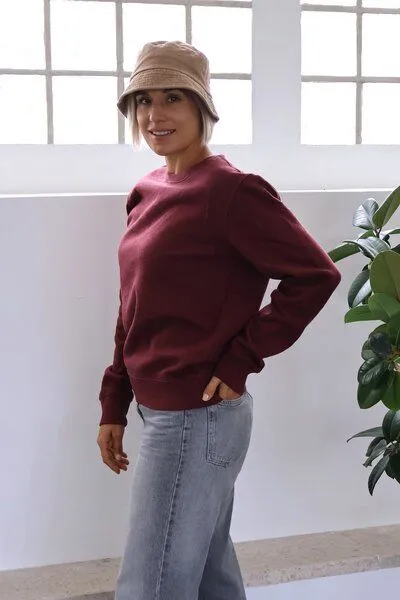 Kultgut Kultgut NEW Recycling Generation - Vegan Sweatshirt / Kuschelig weich, Burgundrotmeliert, – Produktbild 3 von 4