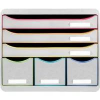 Exacompta Exacompta Schubladenbox Storebox "Black Office" DIN A4+, 6 Schubladen, weiß/harlekin – Produktbild 1 von 1