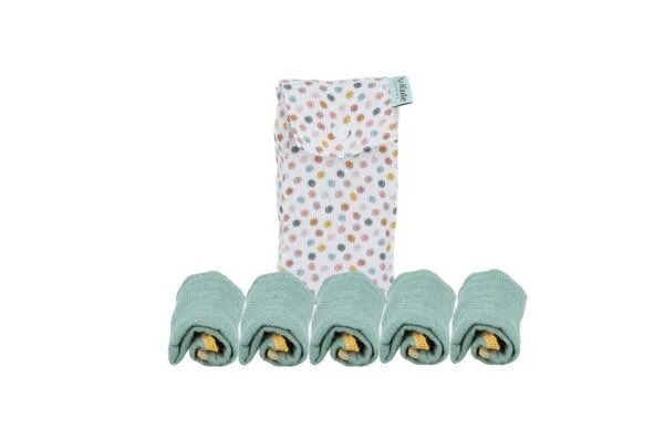 NoWaste Wrapping NoWaste Wrapping Stofftaschentücher aus Stoff 5er SET inkl. Tasche, Bunte punkte, – Produktbild 1 von 1