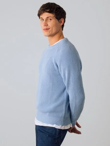 Honest Basics Honest Basics Herren Strickpullover aus 100% Bio-Baumwolle, Eisblau, – Produktbild 3 von 4