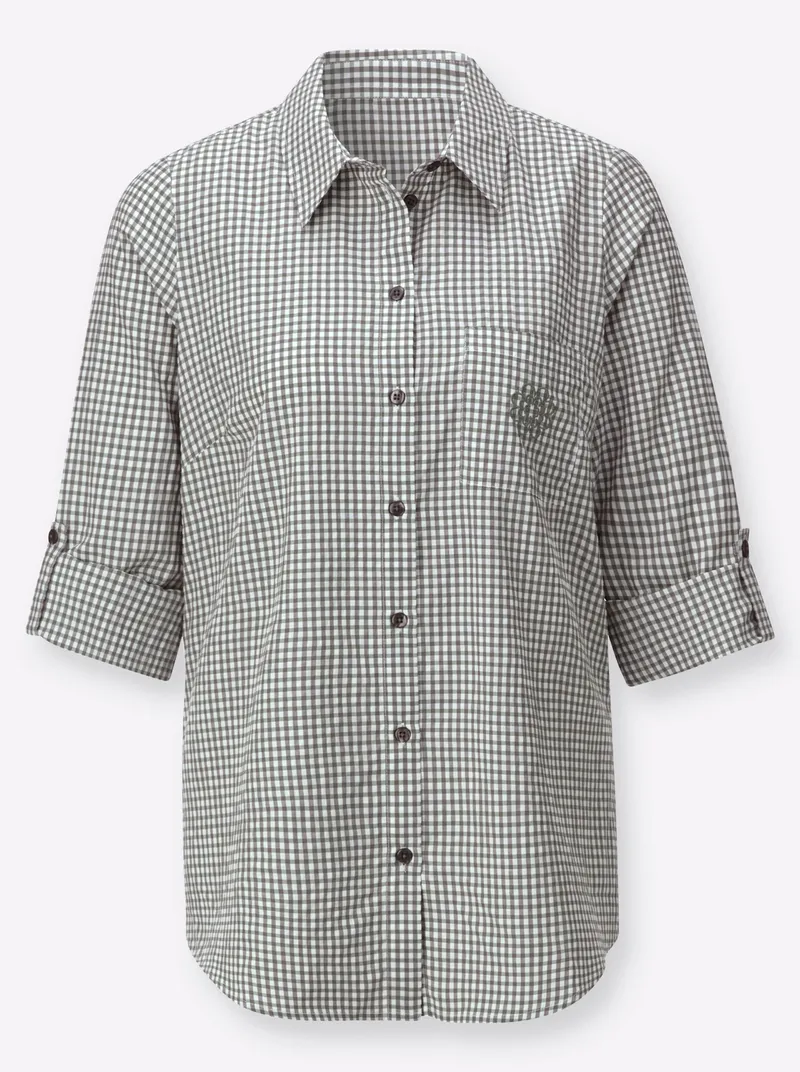 Witt Longbluse khaki-weiß-kariert, Khaki-weiß-kariert, – Produktbild 2 von 2