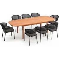 Gartenmöbel-Set "Madera & Spitz" 9-tlg. 1 Tisch 180/240 x 100 cm, 8 Sessel, teak/anthrazit – Produktbild 1 von 1
