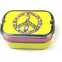 Just Be Just Be Peace Brotbox, Gelb/pink, – Produktbild 1 von 1