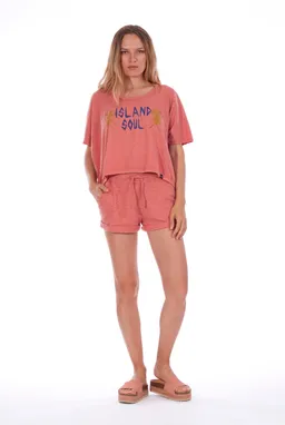 RAVENS VIEW IBIZA RAVENS VIEW IBIZA Damen vegan Mini Shorts Sonnenuntergang Koralle Lehm – Produktbild 1 von 1