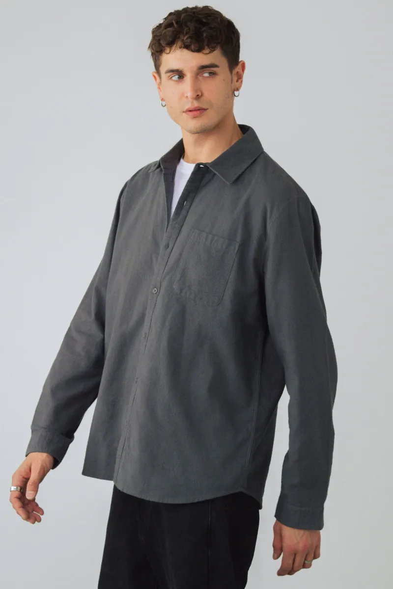 Honest Basics Honest Basics Herren vegan Flanellhemd Badger Braun, Grau, – Produktbild 2 von 2