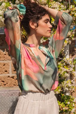 WiDDA Widda Damen vegan Bluse Monya Wolken Muster Multicolour – Produktbild 1 von 1