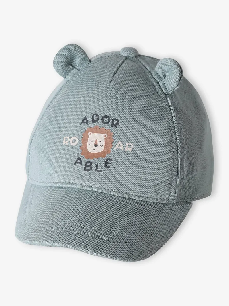 Vertbaudet Baby Baumwollcap mit 3D-Ohren und Schriftzug salbei, Salbeigrün, – Produktbild 1 von 3