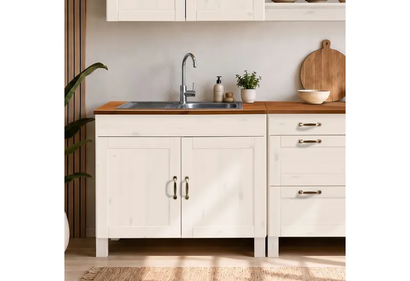 Home affaire Spülenschrank Alby Breite 100 cm, 1 Fach, Weiß, – Produktbild 2 von 5