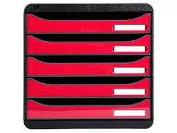 Exacompta Exacompta Schubladenbox "Iderama", DIN A4+, 5 Schubladen offen, himbeer glänzend – Produktbild 1 von 1