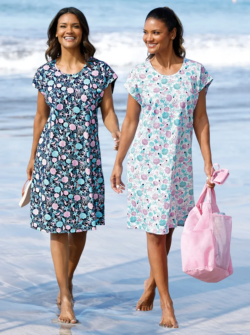 feel good Sommerkleid, Marine-bedruckt + weiß-bedruckt, – Produktbild 2 von 3