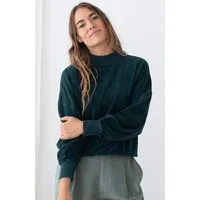 TWOTHIRDS TWOTHIRDS Damen vegan Pullover Binz Veganer Samt Dunkelgrün – Produktbild 1 von 1