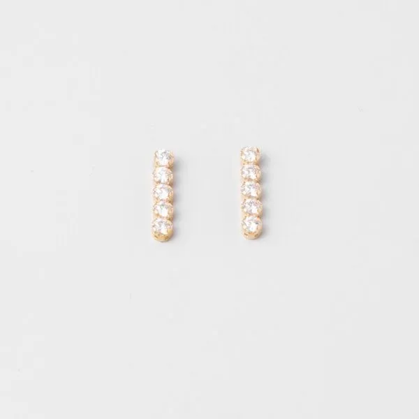 fejn jewelry fejn jewelry Ohrstecker 'short sparkle & chain' - kurze Zirkonia Ohrringe, Gold, – Produktbild 1 von 4
