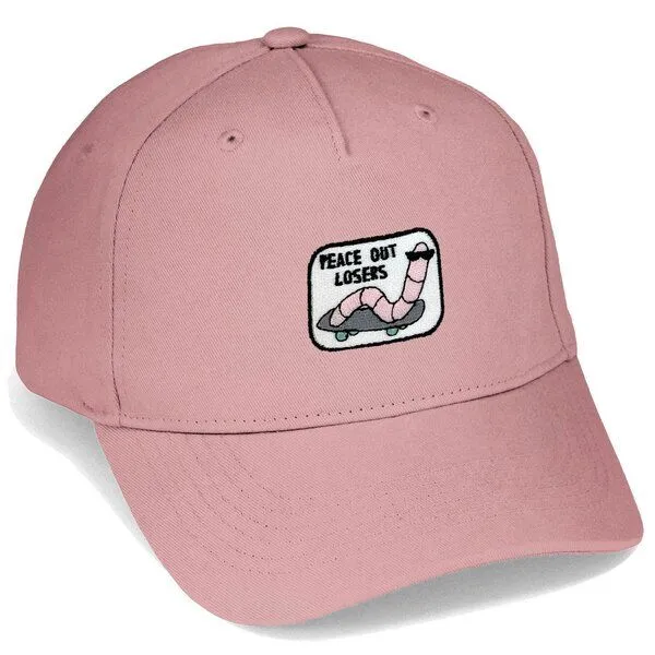 LIGARTI Bestickte Cap – Ollie der Skater–Wurm – LIGARTI Tiermanufaktur, Altrosa, – Produktbild 1 von 4
