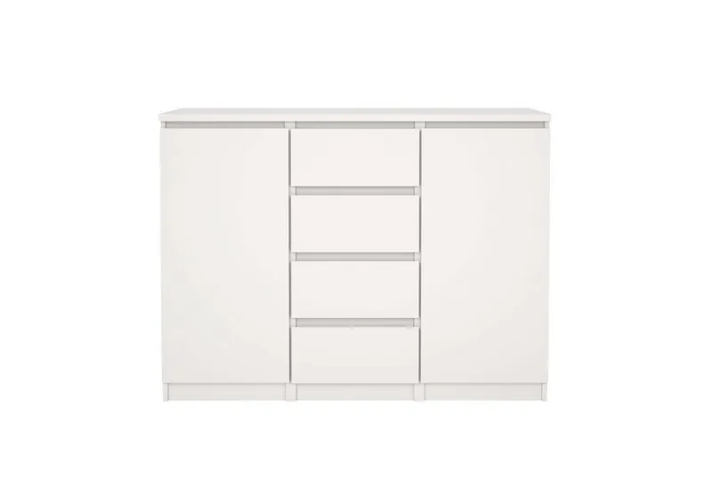 Home affaire Kommode Naia - 4 Schubladen & 2 Türen, grifflose Front, Made in Denmark (Breite: 121 cm, in mehreren Farben), Sideboard, skandinavisches & modernes Design mit viel Stauraum, Weiß, – Produktbild 4 von 8