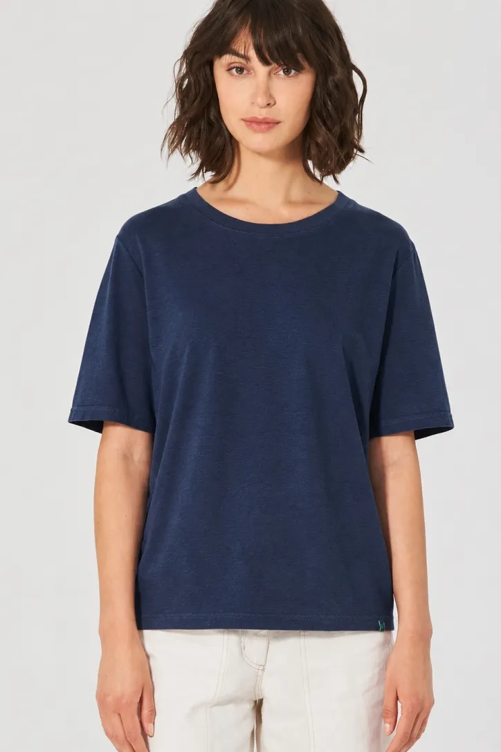 HempAge Hempage Damen vegan T-Shirt Kombination In Marineblau, Blau, – Produktbild 2 von 2