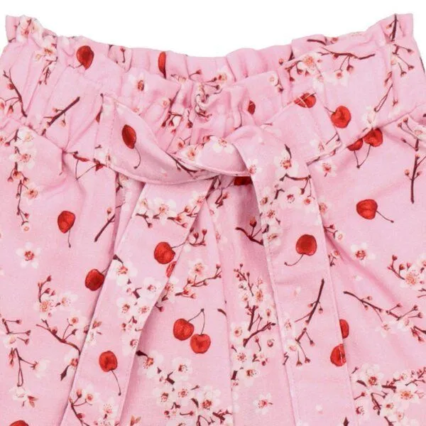 Walkiddy Walkiddy Kinder Shorts GOTS-zertifiziert aus Bio-Baumwolle rosa mit Kirschen-und-Blüten-Muster, Blau, – Produktbild 3 von 3