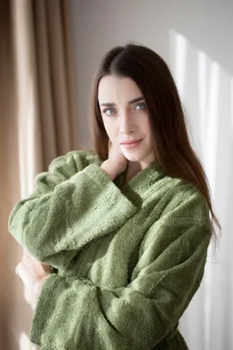 EO Home EO Home Damen vegan Bademantel Frottee Olivgrün – Produktbild 1 von 1