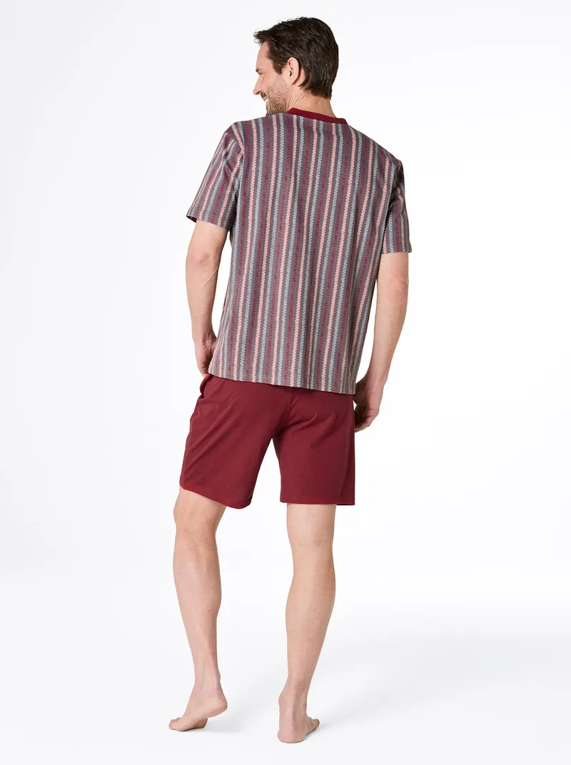 wäschepur men Shortys dunkelrot + dunkelrot-anthrazit-bedruckt, Dunkelrot + dunkelrot-anthrazit-bedruckt, – Produktbild 2 von 3