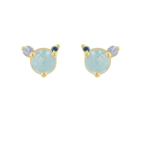 Eppi Eppi Ohrstecker mit Aquamarin, Mondstein und blauem Diamanten Turgay, Gelb, – Produktbild 2 von 2
